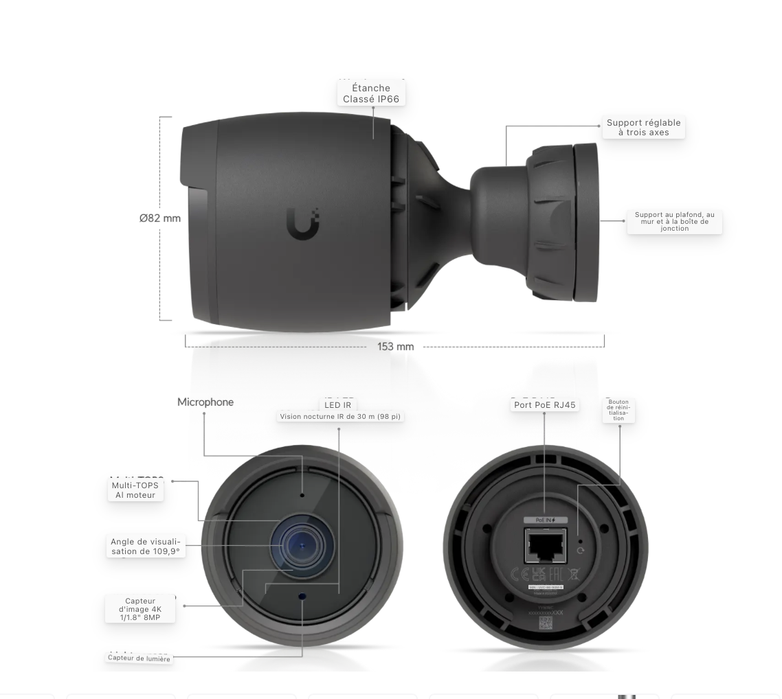 CAMERA G6 BULLET INT/EXT 4K POE IR 30M Blanche