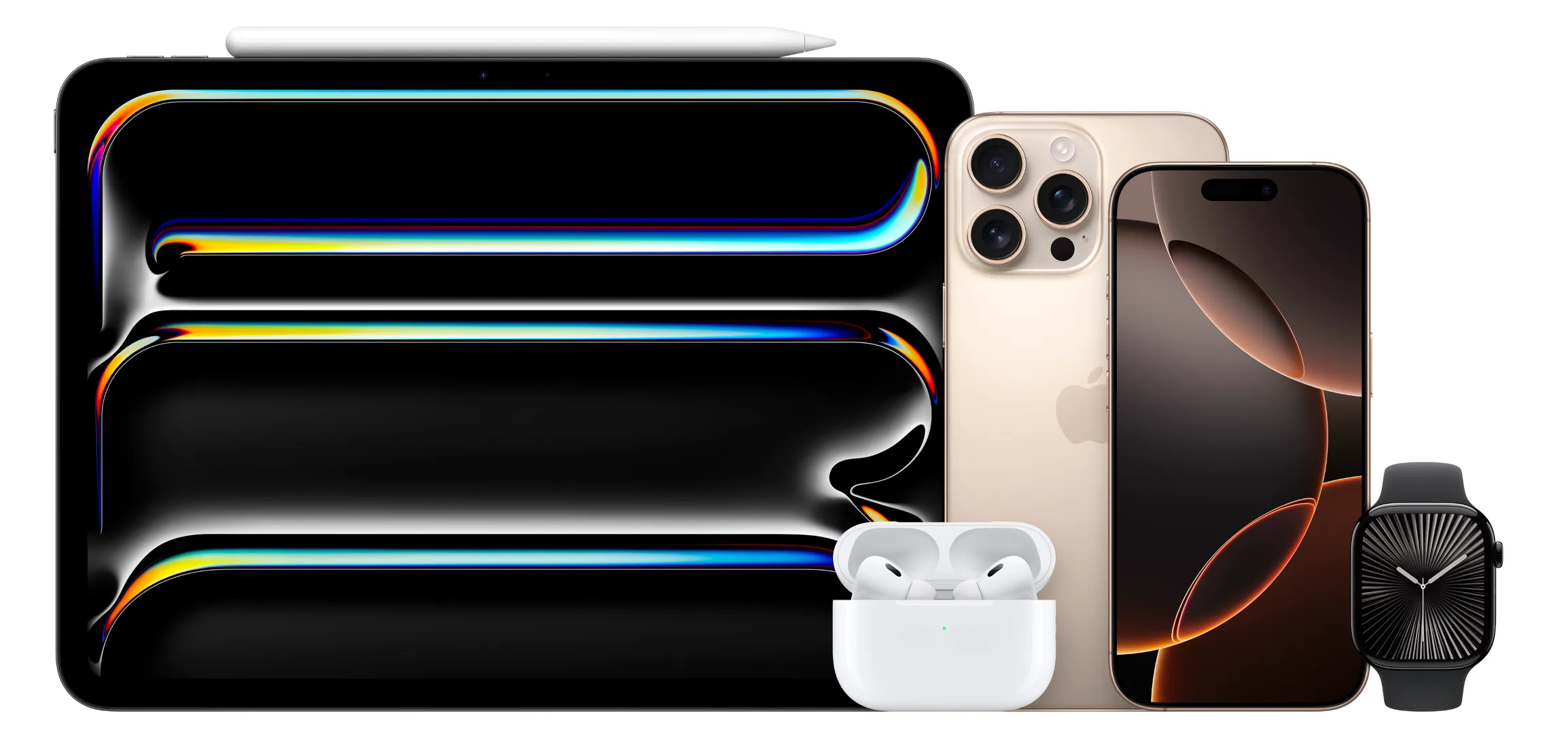 Gamme Apple professionnelle iPad Pro, iPhone, AirPods et Apple Watch